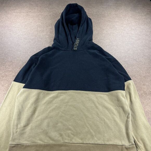 STUSSY Hoodie Women XS/S Brown Black Boxy Crop Baggy‎ Skate Faded Grunge Stripe - Picture 1 of 8